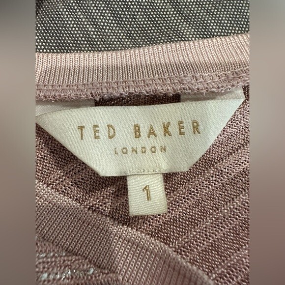 TED BAKER Robinee Ribbed Vest Top Metallic in Light Pink Size 4 - Picture 9 of 11